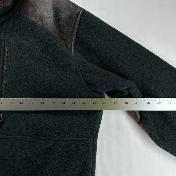 KUHL Jacket Mens Sz M Alpenwurxs Faux Leather Trim Sherpa Fleece Full Zip Black - Picture 10 of 12